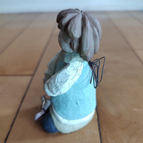 Charming Angel Figurine in Blue and Brown - Picture 3 of 6